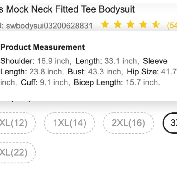NWOT Shein Plus Mock Neck Fitted Tee Bodysuit - Picture 7 of 7